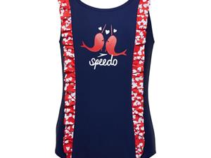 Speedo Zwempak blauw met rode vogeltjes